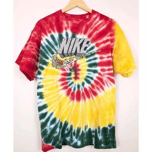 Nike Shirt Men Small Red Green Yellow Tie Dye Exploration Series Skeleton CV1078